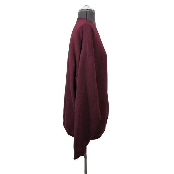 Fruit of‎ the Loom burgundy crew neck fleece pullover sweatshirt - Picture 4 of 11
